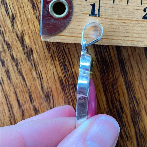 Beautiful hand crafted Pink Druzy, faceted Citrine and Amethyst pendant. - Picture 8 of 9